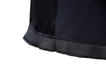 1999 Miu Miu technical silk satin and neoprene black skirt / 90s Miu Miu black silk mesh trim midi skirt / Made in Italy