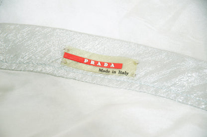 90s Prada silk satin pleated midi wrap skirt / Pale green shiny satin flowy silk skirt / Made in Italy