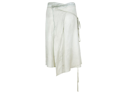 90s Prada silk satin pleated midi wrap skirt / Pale green shiny satin flowy silk skirt / Made in Italy