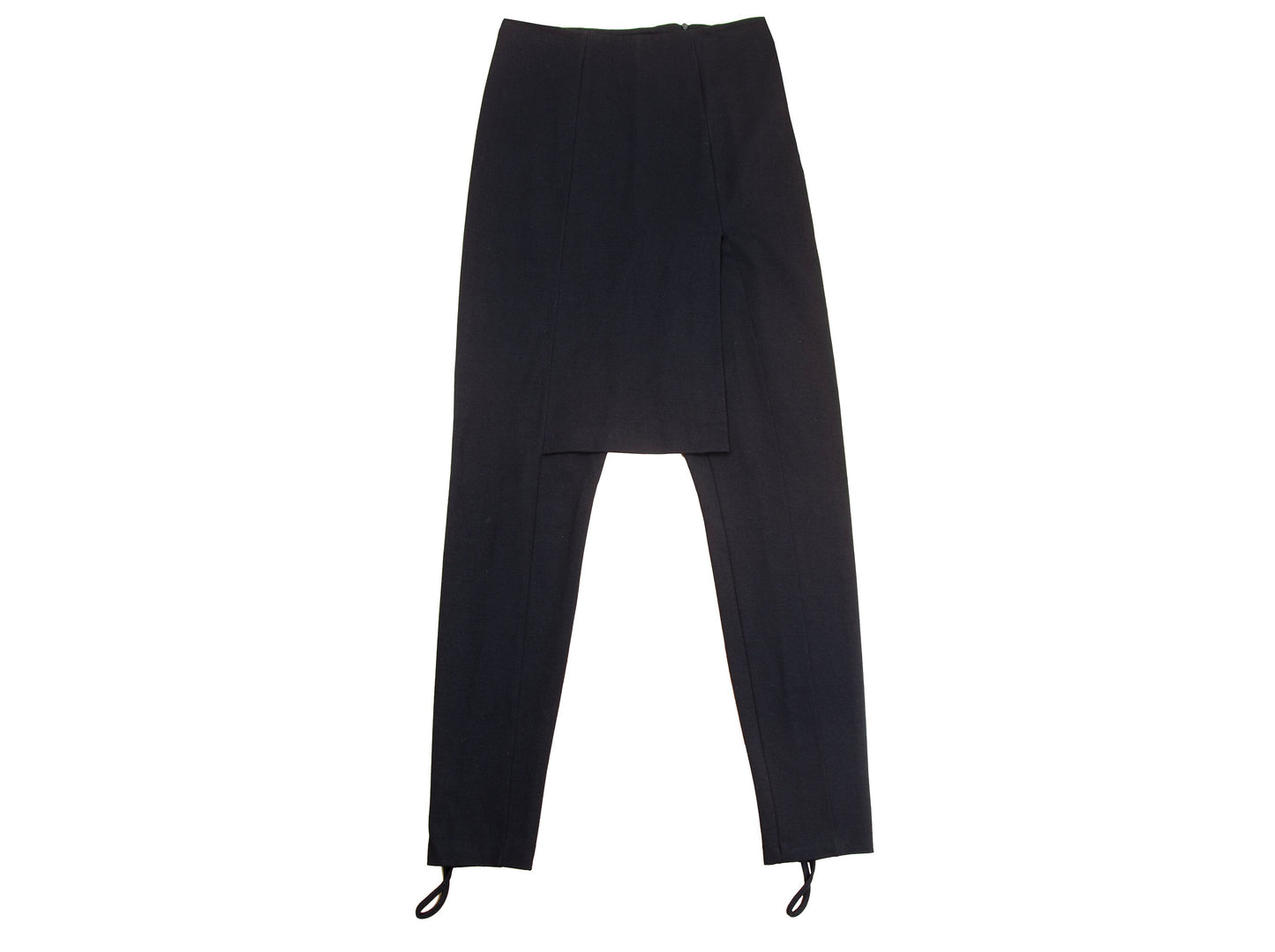 Maison Martin Margiela vintage black stirrup pants with integrated skirt / Margiela blank label runway high waist pants / Made in Italy