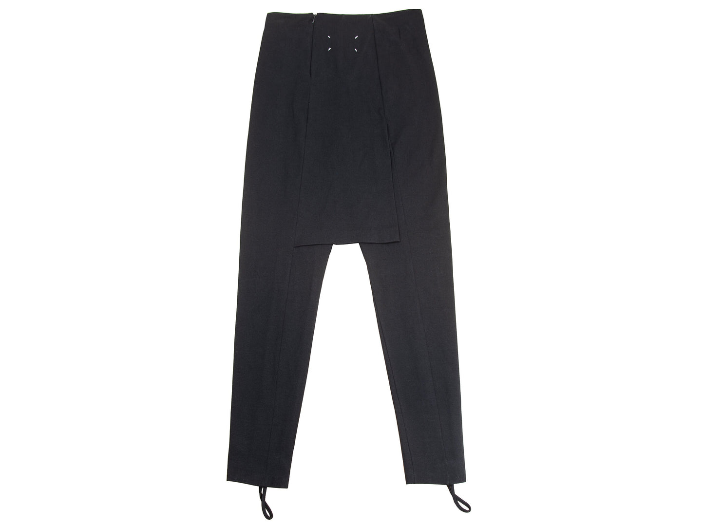 Maison Martin Margiela vintage black stirrup pants with integrated skirt / Margiela blank label runway high waist pants / Made in Italy