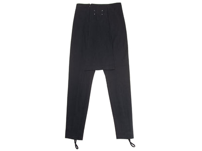 Maison Martin Margiela vintage black stirrup pants with integrated skirt / Margiela blank label runway high waist pants / Made in Italy