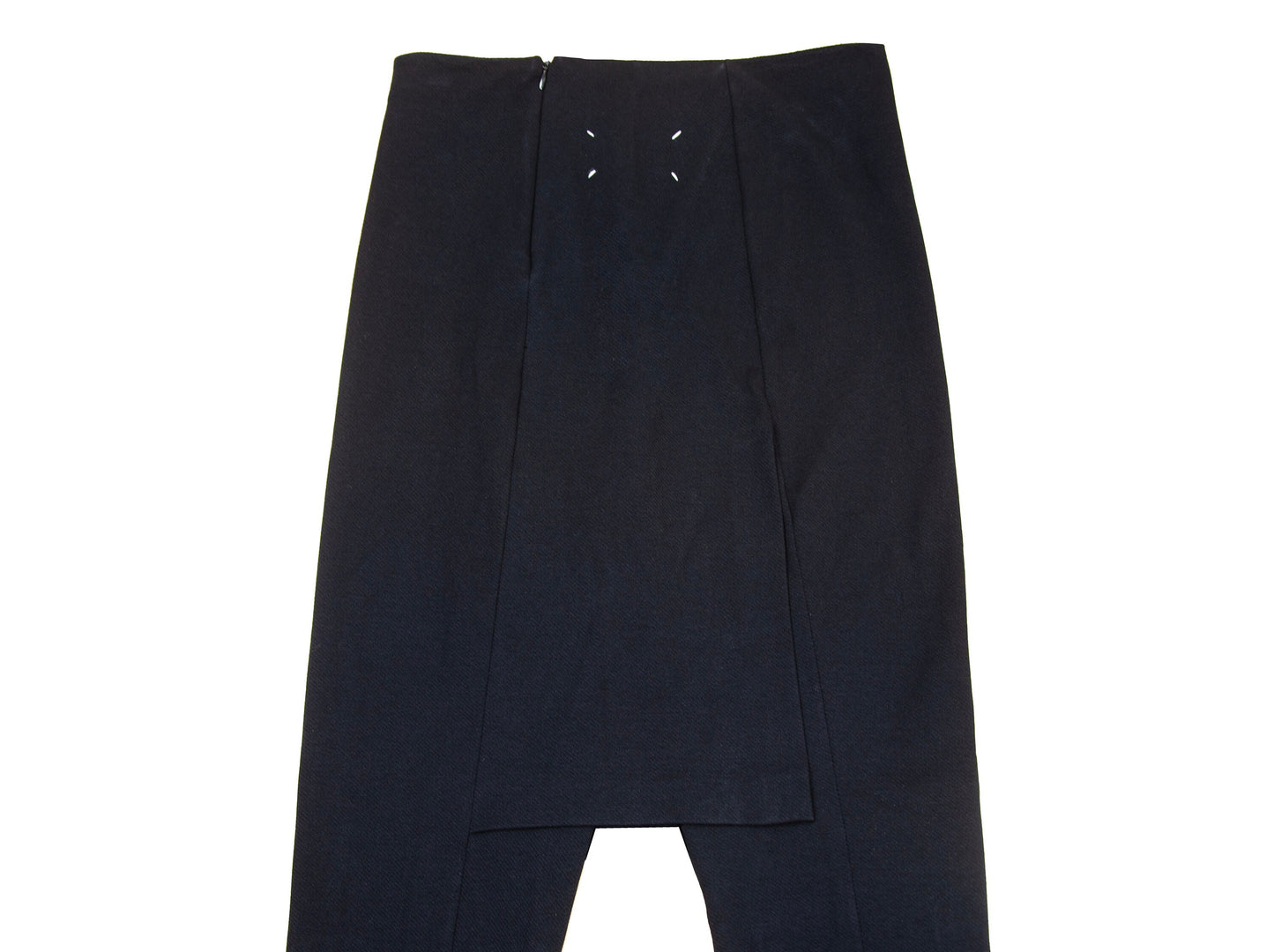 Maison Martin Margiela vintage black stirrup pants with integrated skirt / Margiela blank label runway high waist pants / Made in Italy