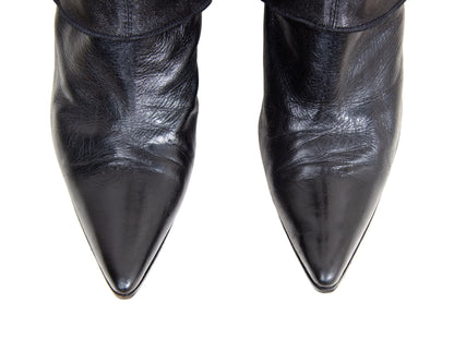 90s Dirk Bikkembergs black leather stiletto gaiter boots