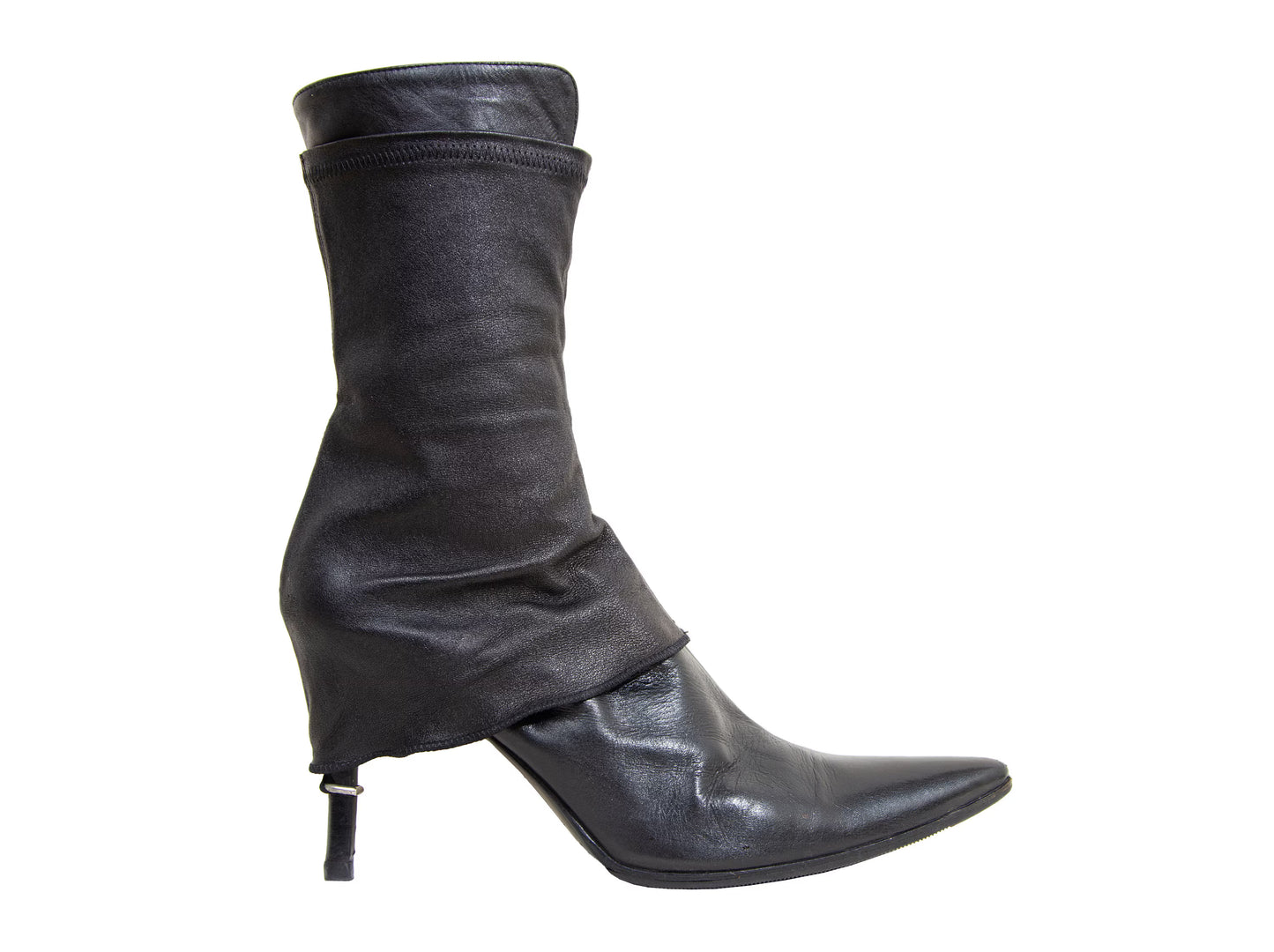 90s Dirk Bikkembergs black leather stiletto gaiter boots