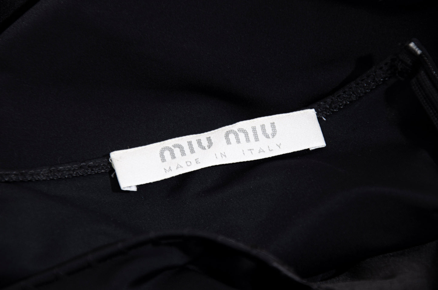 1999 Miu Miu technical silk satin and neoprene black skirt / 90s Miu Miu black silk mesh trim midi skirt / Made in Italy