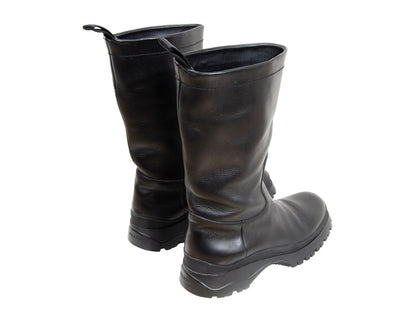 Prada black leather chunky lug sole boots / Prada minimalist chunky track sole combat boots / Prada sport Linea Rossa Vibram boots