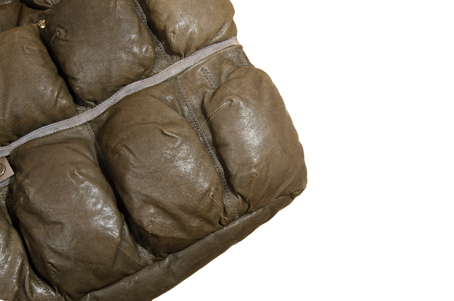 Marithé + François Girbaud Pokachu padded leather bag / Girbaud brown leather puffer tote bag