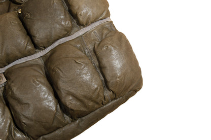 Marithé + François Girbaud Pokachu padded leather bag / Girbaud brown leather puffer tote bag