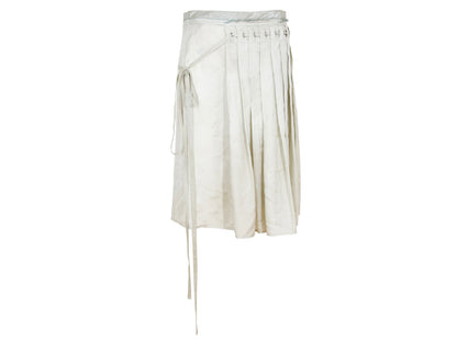 90s Prada silk satin pleated midi wrap skirt / Pale green shiny satin flowy silk skirt / Made in Italy