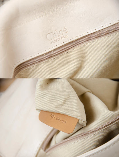 Vintage Chloé off white embossed leather chain strap bag / 2004 Chloé leather and oversized chains bag / Made in Italy
