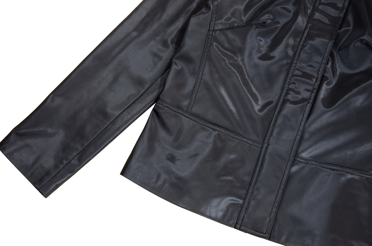 Vintage Plein Sud black technical nylon two piece set / Plein Sud funnel neck jacket + maxi zip front skirt set / Made in France