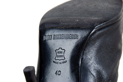 90s Dirk Bikkembergs black leather stiletto gaiter boots