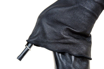 90s Dirk Bikkembergs black leather stiletto gaiter boots