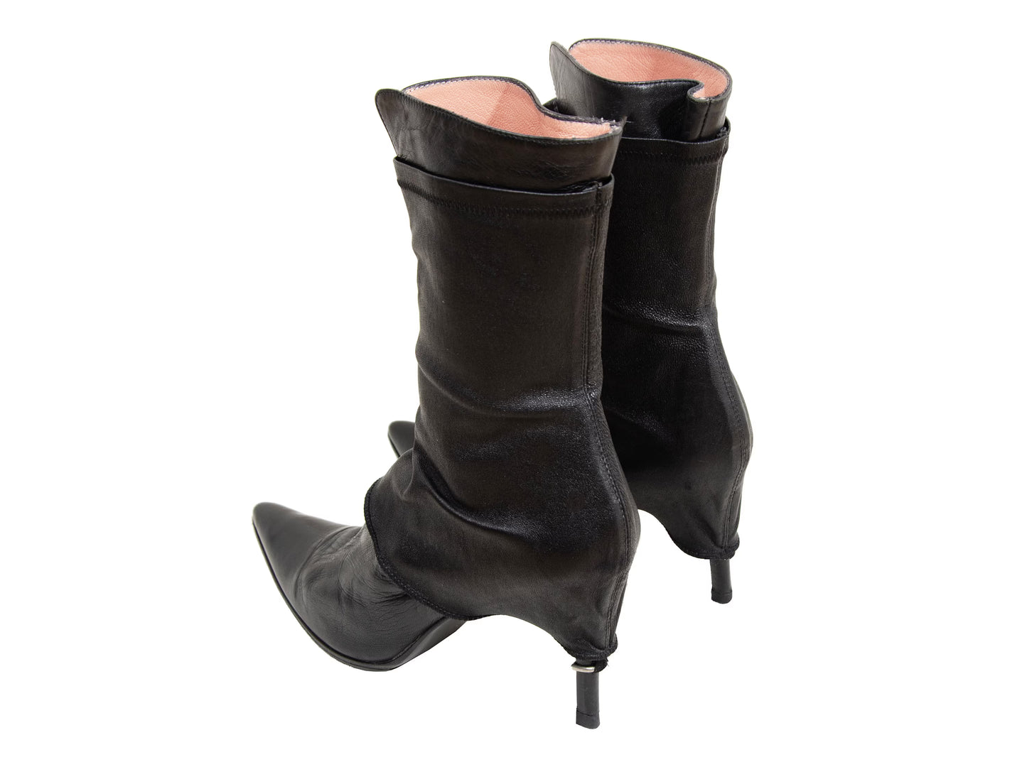 90s Dirk Bikkembergs black leather stiletto gaiter boots