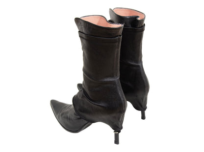 90s Dirk Bikkembergs black leather stiletto gaiter boots