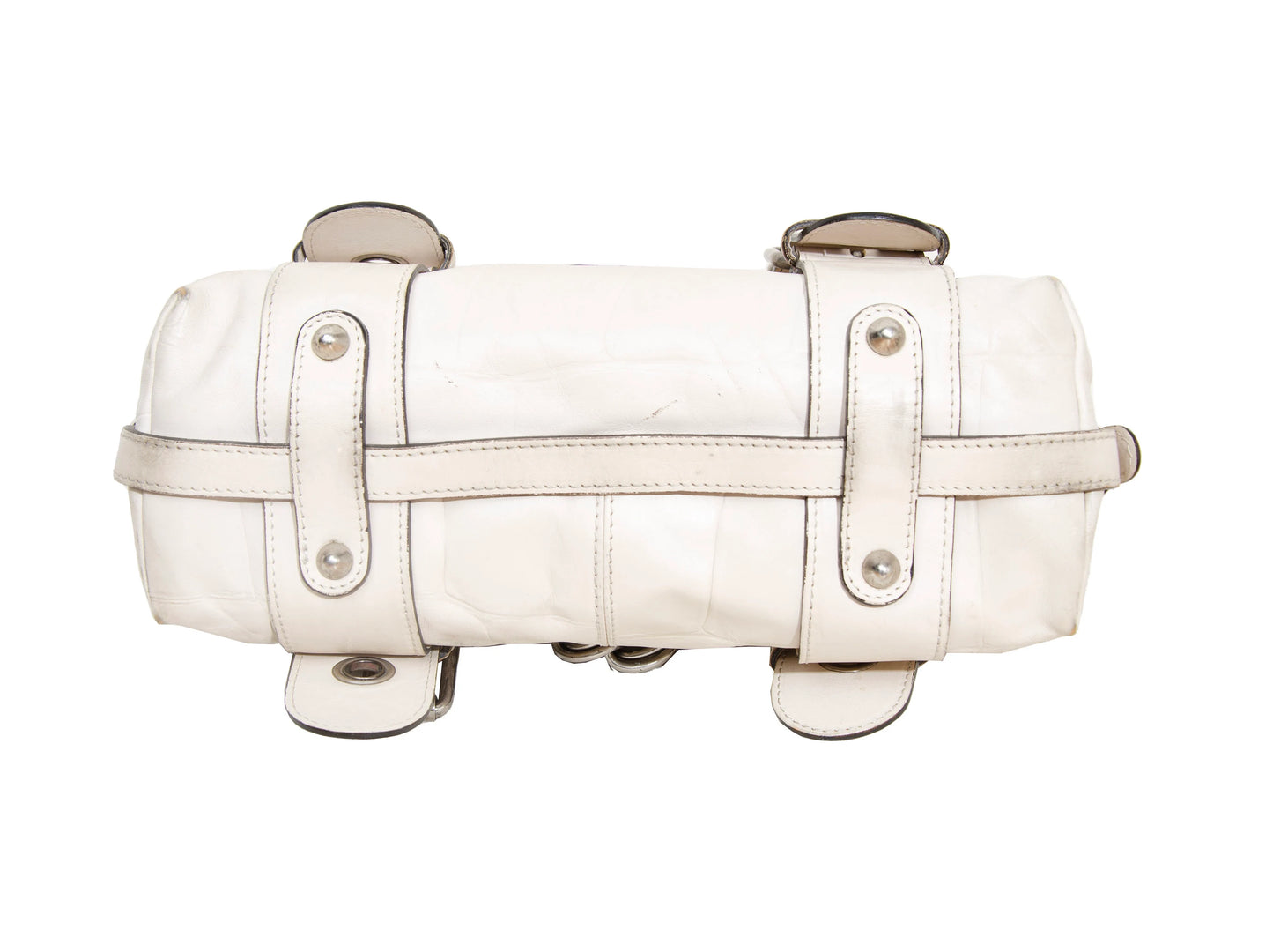 Vintage Chloé off white embossed leather chain strap bag / 2004 Chloé leather and oversized chains bag / Made in Italy