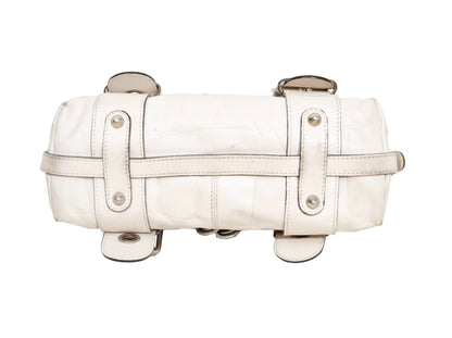 Vintage Chloé off white embossed leather chain strap bag / 2004 Chloé leather and oversized chains bag / Made in Italy