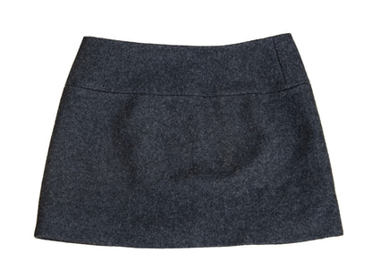 90s Miu Miu low rise dark grey wool mini skirt / Miu Miu low waist short above the knee skirt