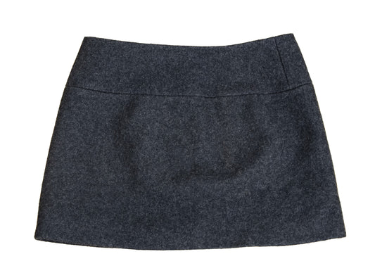 90s Miu Miu low rise dark grey wool mini skirt / Miu Miu low waist short above the knee skirt