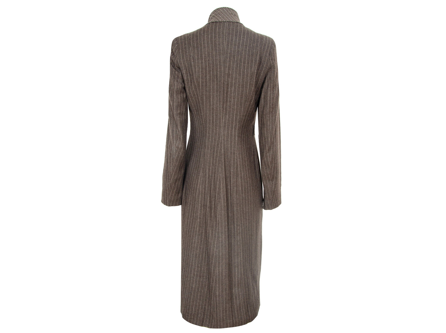 90s Amaya Arzuaga avant garde brown striped coat / Deformed raw edge long wool jacket / Made in Spain