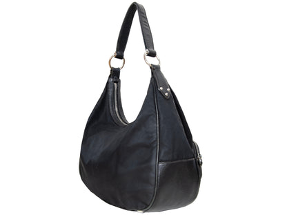 90s Prada black nylon and leather shoulder bag