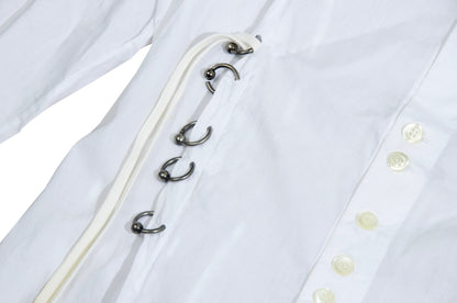 S/S 2003 Dirk Bikkembergs piercing button up white shirt / New Old Stock Bikkembergs archive long sleeves ring details shirt / Made in Italy