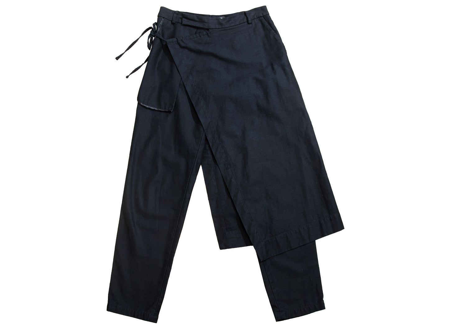 Y's Yohji Yamamoto overskirt pants / Y's by Rismat minimalist black wrap skirt trousers / Made in Japan