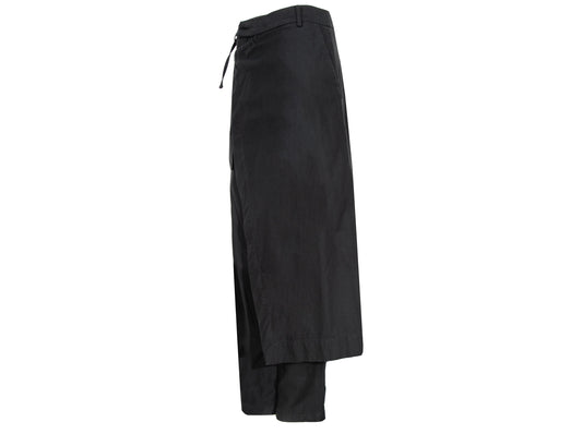 Y's Yohji Yamamoto overskirt pants / Y's by Rismat minimalist black wrap skirt trousers / Made in Japan