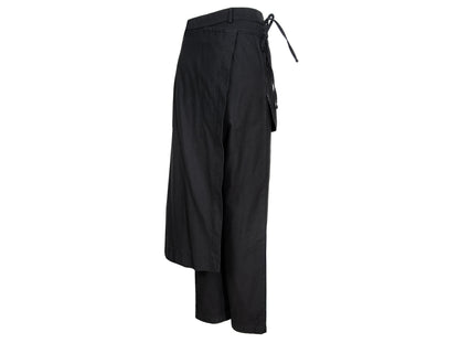 Y's Yohji Yamamoto overskirt pants / Y's by Rismat minimalist black wrap skirt trousers / Made in Japan