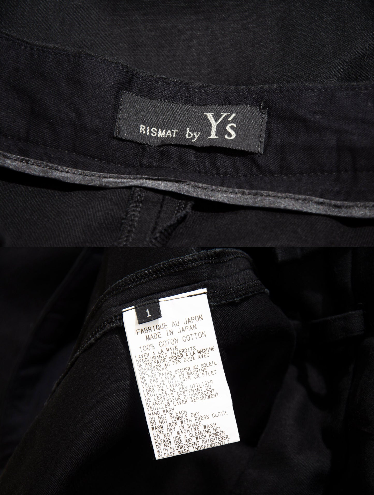 Y's Yohji Yamamoto overskirt pants / Y's by Rismat minimalist black wrap skirt trousers / Made in Japan