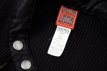 90s Jean Paul Gaultier long sleeves cargo pockets sweater dress / 1990s Gaultier black knit and nylon multi pockets mock neck tunic