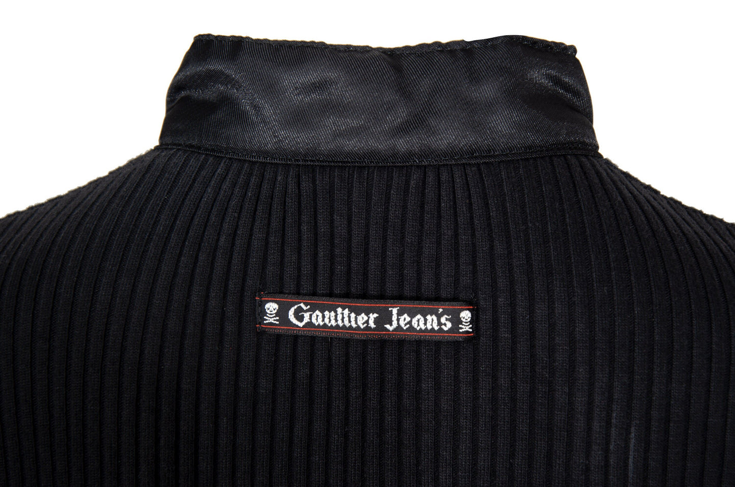 90s Jean Paul Gaultier long sleeves cargo pockets sweater dress / 1990s Gaultier black knit and nylon multi pockets mock neck tunic