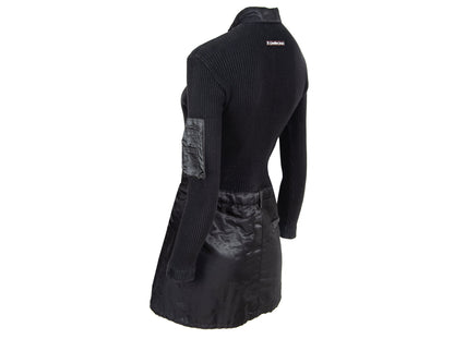 90s Jean Paul Gaultier long sleeves cargo pockets sweater dress / 1990s Gaultier black knit and nylon multi pockets mock neck tunic