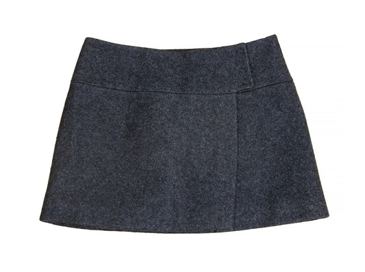 90s Miu Miu low rise dark grey wool mini skirt / Miu Miu low waist short above the knee skirt