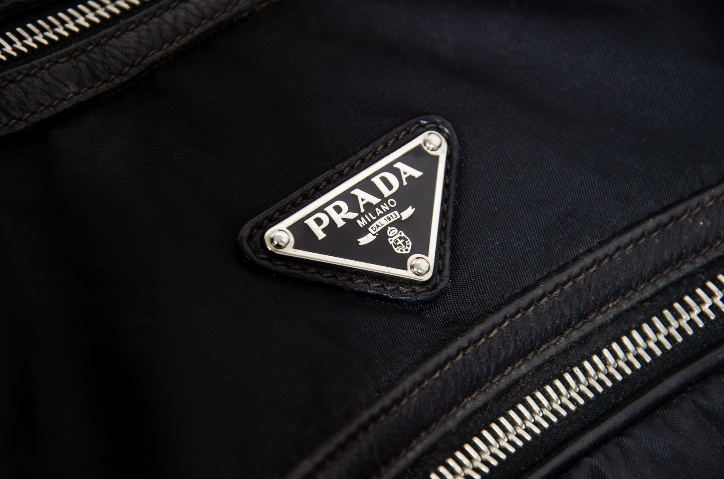 90s Prada black nylon and leather shoulder bag