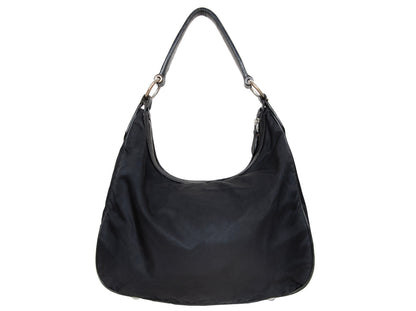 90s Prada black nylon and leather shoulder bag