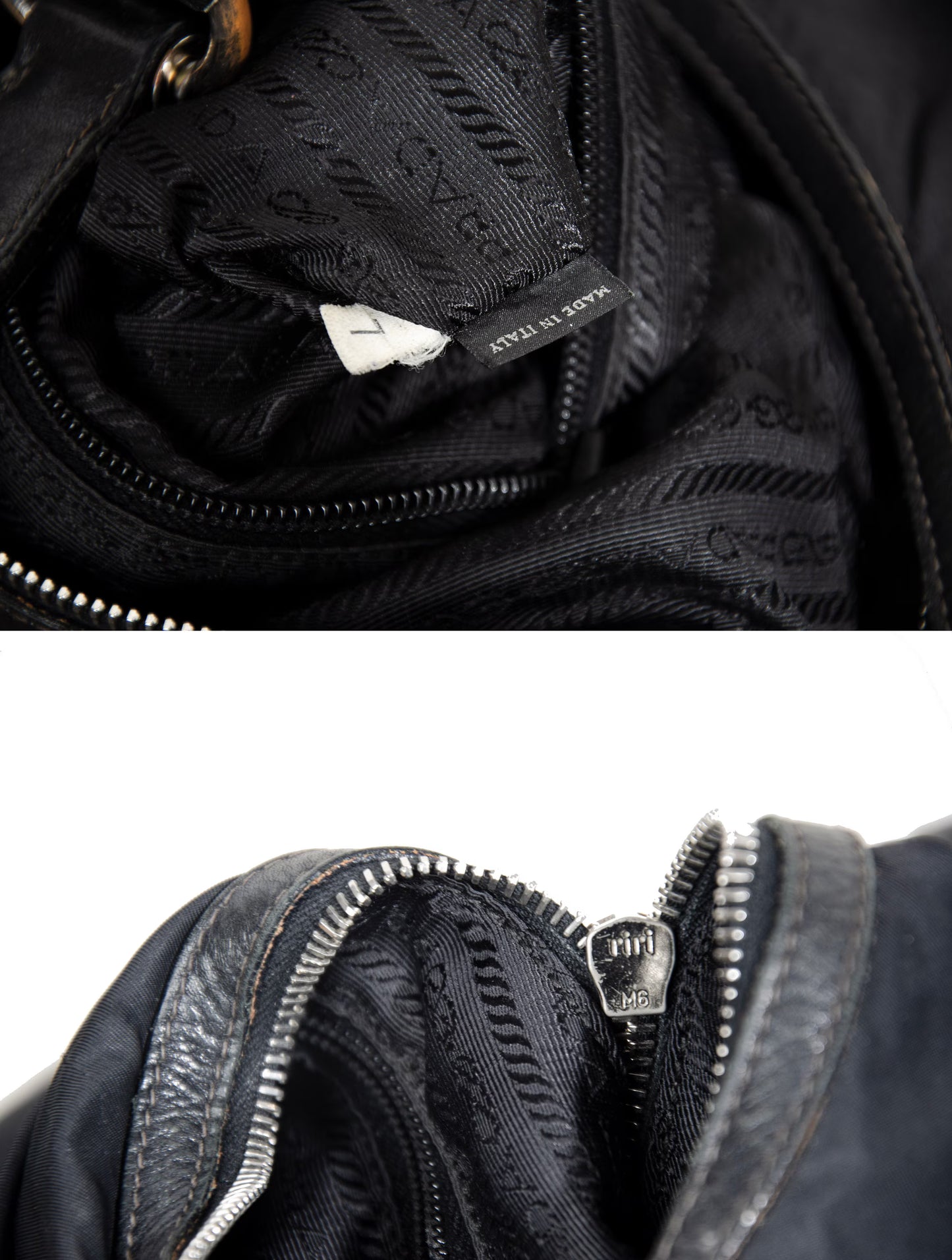 90s Prada black nylon and leather shoulder bag