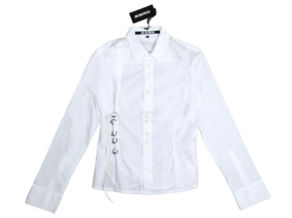 S/S 2003 Dirk Bikkembergs piercing button up white shirt / New Old Stock Bikkembergs archive long sleeves ring details shirt / Made in Italy