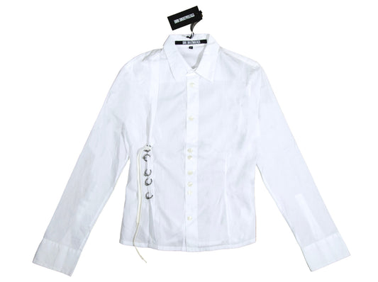 S/S 2003 Dirk Bikkembergs piercing button up white shirt / New Old Stock Bikkembergs archive long sleeves ring details shirt / Made in Italy