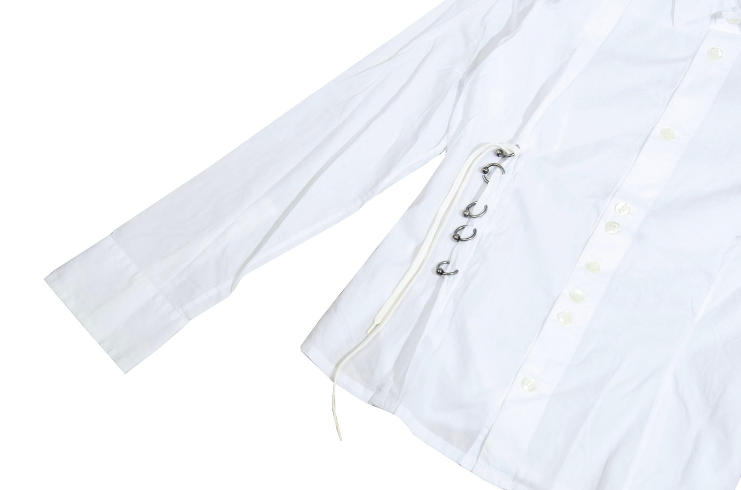 S/S 2003 Dirk Bikkembergs piercing button up white shirt / New Old Stock Bikkembergs archive long sleeves ring details shirt / Made in Italy
