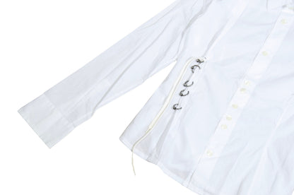 S/S 2003 Dirk Bikkembergs piercing button up white shirt / New Old Stock Bikkembergs archive long sleeves ring details shirt / Made in Italy