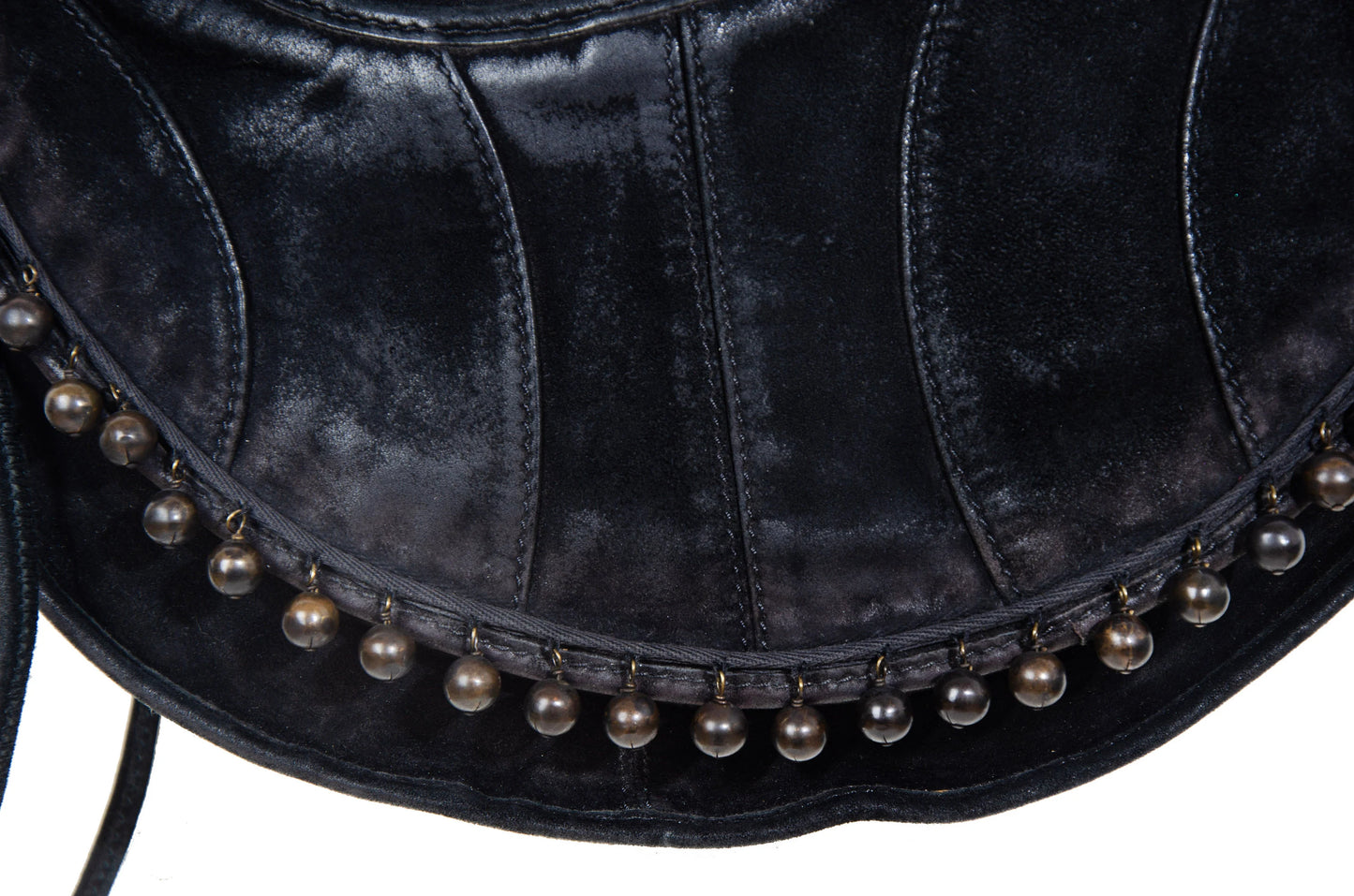 Vintage Costume National asymmetrical black leather bag / Archive Costume National half moon deer leather deformed hobo bag / Made in Italy