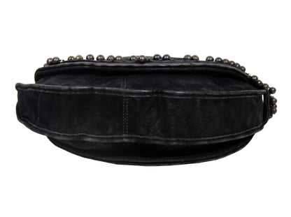 Vintage Costume National asymmetrical black leather bag / Archive Costume National half moon deer leather deformed hobo bag / Made in Italy
