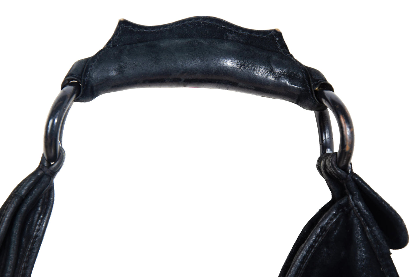 Vintage Costume National asymmetrical black leather bag / Archive Costume National half moon deer leather deformed hobo bag / Made in Italy