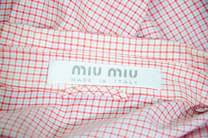 SS2000 Miu Miu zip front pink check rhinestone hem shirt / Archive Miu Miu checkered pink shirt jacket / Made in Italy