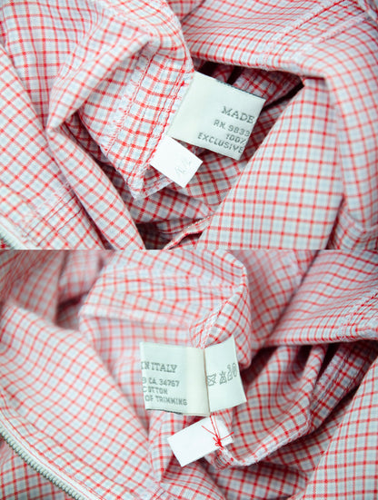 SS2000 Miu Miu zip front pink check rhinestone hem shirt / Archive Miu Miu checkered pink shirt jacket / Made in Italy