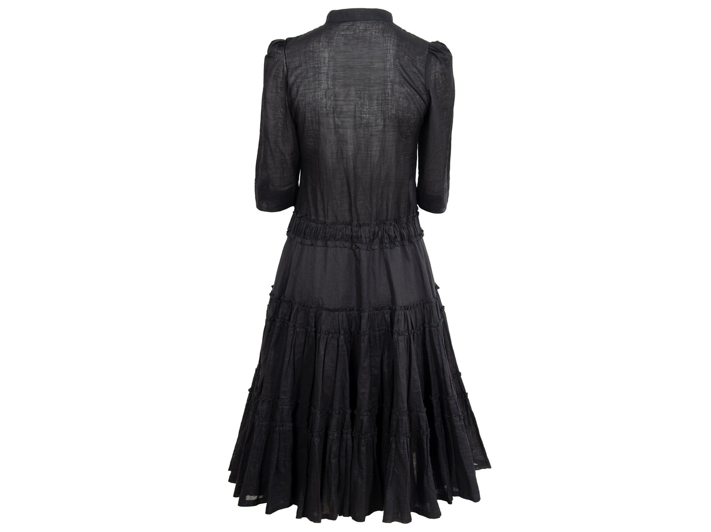 Vintage Miu Miu black cotton dress / Miu Miu puffy sleeves pleated shirt dress / Made in Italy