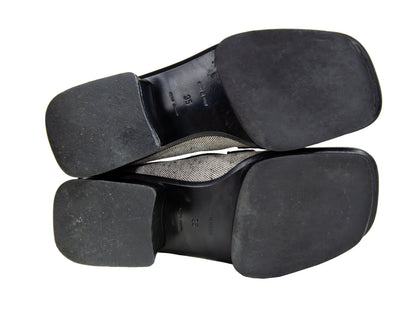 S/S 1999 Prada split sole platform loafers / 90s archive Prada tweed and leather chunky sole fringe loafers / Made in Italy