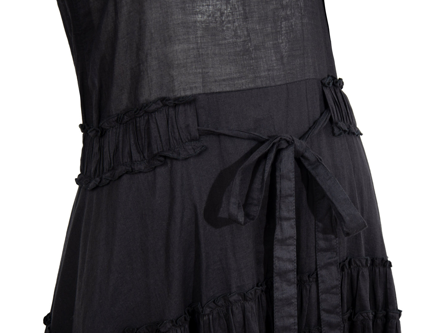 Vintage Miu Miu black cotton dress / Miu Miu puffy sleeves pleated shirt dress / Made in Italy